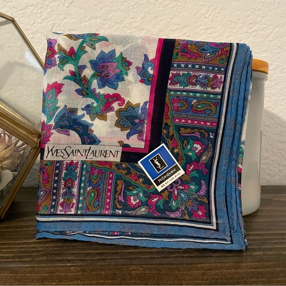 Yves Saint Laurent Floral Cotton Handkerchief Japanese